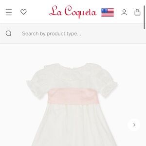 La Coqueta White Vega Long Ceremony Girl Dress with pink bow
